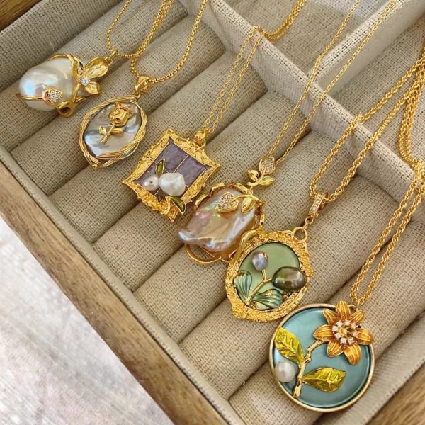 Customized Baroque pearl flower Necklace LY-N2408006