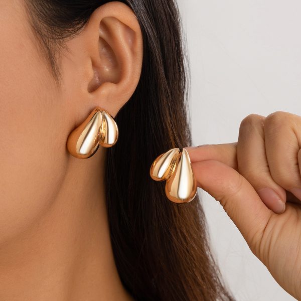 Geometric smooth metal 14K gold earrings MY-E2408001