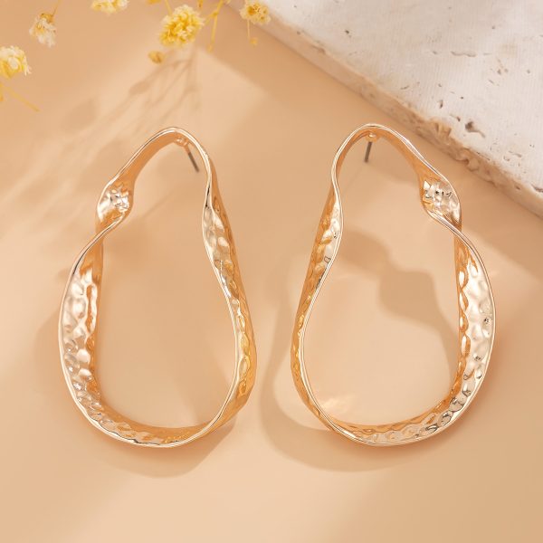 Geometric smooth metal 14K gold earrings MY-E2408001