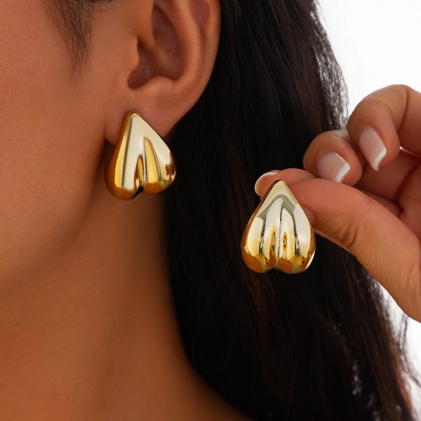 Geometric smooth metal 14K gold earrings MY-E2408001