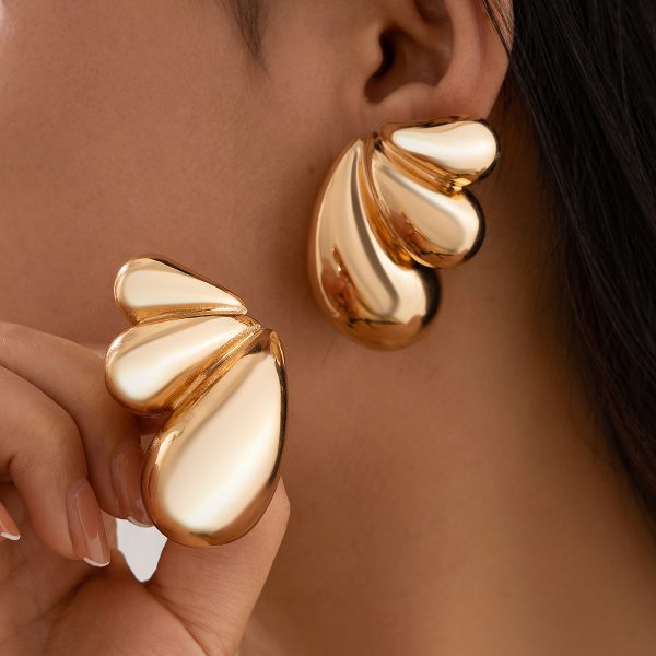 Geometric smooth metal 14K gold earrings MY-E2408001